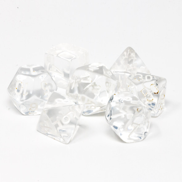 Chessex - Set de 7 dados poliédricos translúcidos Transparente/Blanco