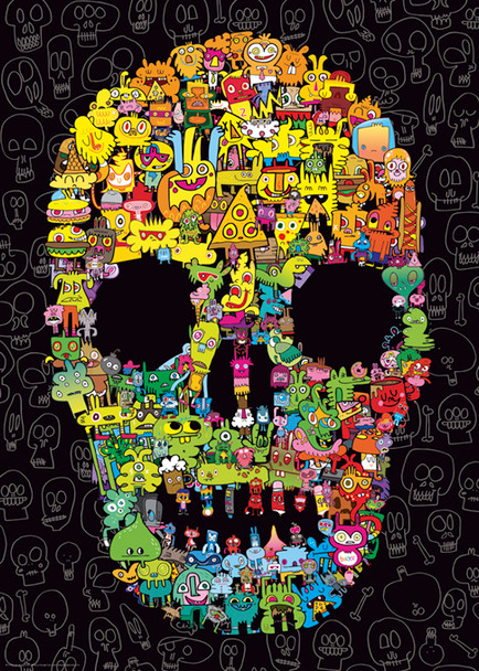 Heye - Jon Burgerman: Pens are my friends - Doodle Skull - 1000 piezas