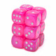 Chessex - Set de 12 dados D6 de 16mm Boralis® Rosado/Plateado Luminary™