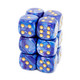 Chessex - Set de 12 dados D6 de 16mm Lustrous™ Morado/Dorado