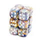 Chessex - Set de 12 dados D6 de 16mm Festive™ Carousel/Blanco