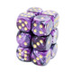 Chessex - Set de 12 dados D6 de 16mm Morado/Dorado