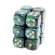 Chessex - Set de 12 dados D6 de 16mm Scarab™ Jade/Dorado