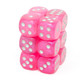 Chessex - Set de 12 dados D6 de 16mm Borealis™ Rosado/Plateado