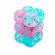 Chessex - Set de 12 dados D6 de 16mm Gemini® Gel verde-Rosado/Azul Luminary™