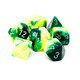 Chessex - Set de 7 dados poliédricos Gemini™ Verde - Amarillo/Plateado
