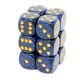 Chessex - Set de 12 dados D6 de 16mm moteado Golden Cobalt™