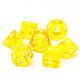 Chessex - Set de 7 dados poliédricos translúcidos Amarillo/Blanco