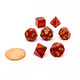Chessex - Set de 7 mini dados poliédricos Escarchado Rojo rubí/Dorado