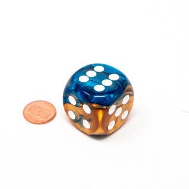 WeLoveBeads - Dadi W6 Da 16 Mm In Acrilico Arancione Fluorescente Con Pois Bianchi, Made In Germany - 3