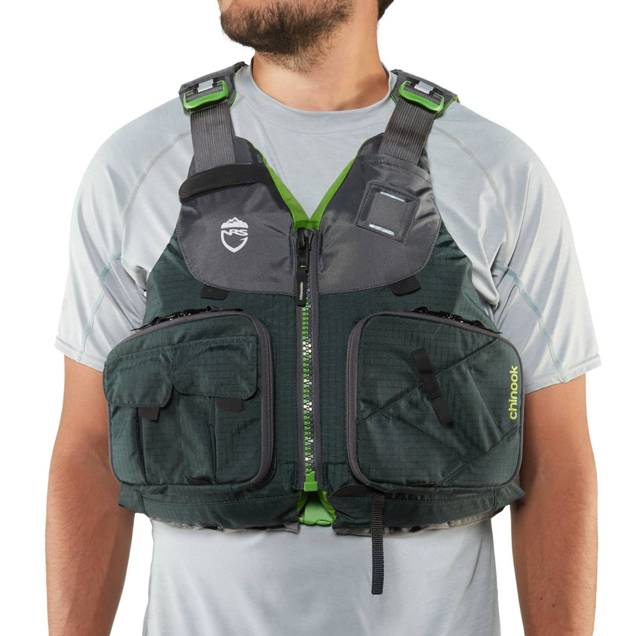 NRS Chinook Fishing PFD Life Jacket, Size L/XL - Charcoal for sale