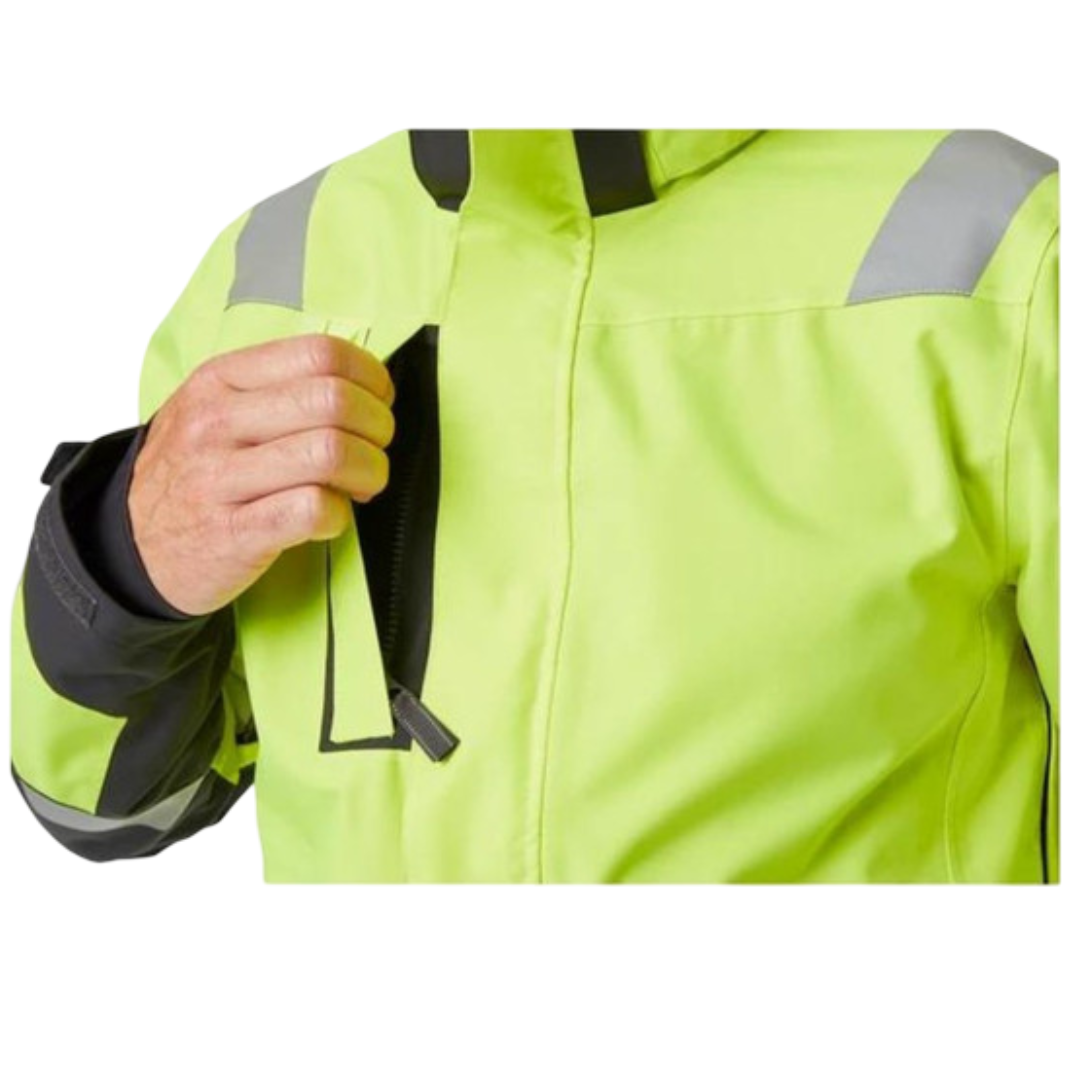 HH Workwear Alna Hi Vis Waterproof Shell Jacket Yellow Ebony