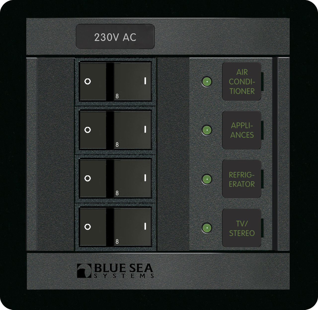 Blue Sea AC Switch Panel 4 Position (230v)