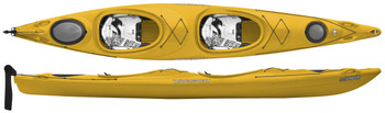 Wavesport Horizon Tandem Kayak, WhiteOut with Rudder. Cyber Yellow