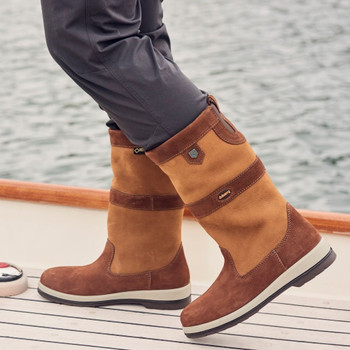 Dubarry Ultima brown sailing boots - boat action