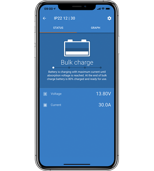 Victron Blue Smart IP22 Battery Charger App Display