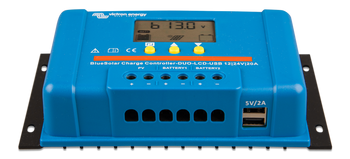 Victron Energy BlueSolar PWM-DUO USB Charge Controller Front- 12V/24V (20A)