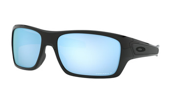Oakley Turbine Sunglasses - Polished Black / Prizm Deep Water Polarised Angled