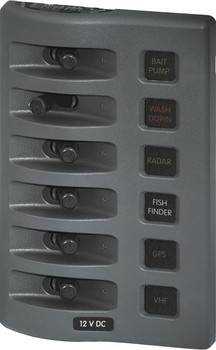 4306 WeatherDeck® 12V DC Waterproof Fuse Panel - Gray 6 Positions