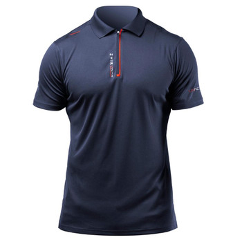 Zhik UVActive Zip Sports Polo Short Sleeve - Men's - Navy, front