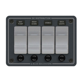 Blue Sea Contura Panel 4 Pos AGC Fuse Grey