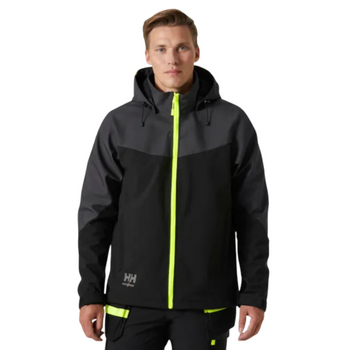 HH Workwear Oxford Hooded Softshell Jacket - Black/Ebony