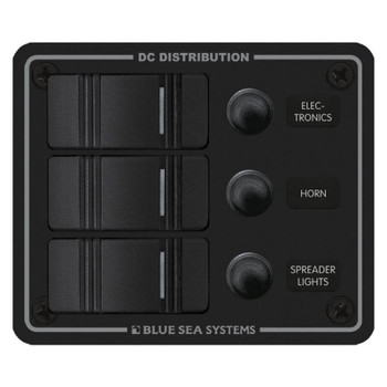 Blue Sea Water Resistant Circuit Breaker Panel - 4 Position - Black