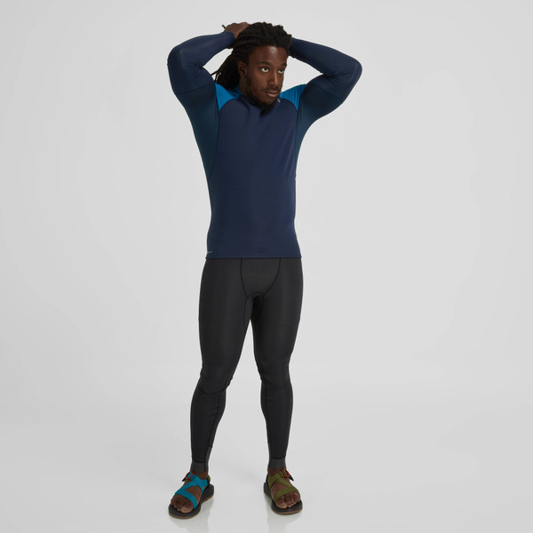 NRS Men's HydroSkin 0.5 Long-Sleeve Shirt - Navy/Mykonos