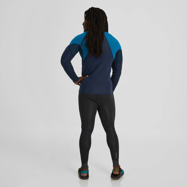 NRS Men's HydroSkin 0.5 Long-Sleeve Shirt - Navy/Mykonos