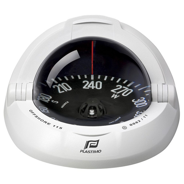 Plastimo Offshore 115 Compass - Black Flat Card - White