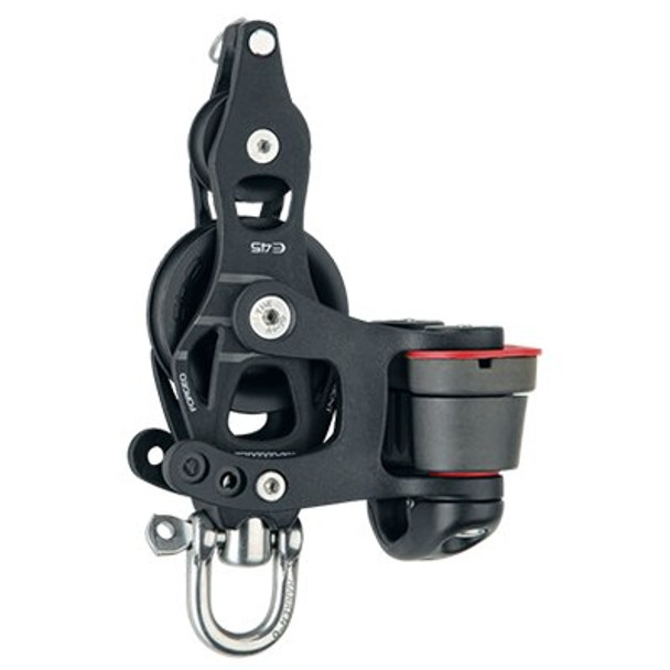 Harken Aluminum Element Fiddle Swivel Block with Cam Cleat/Becket 6234 - 45mm