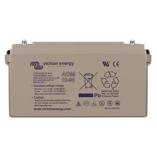 Victron Energy AGM Deep Cycle Battery with Threaded Insert Terminals - 12V/90Ah (M6)