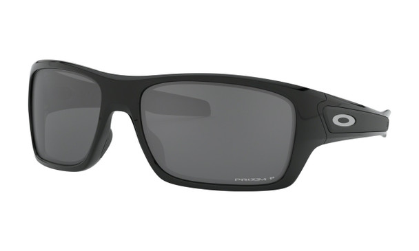 Oakley Turbine Sunglasses - Polished Black / Prizm Black Polarised Angled