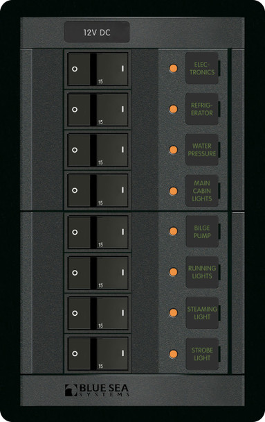 Blue Sea DC Panel - 12 volt - 8 Position  Part No 1200