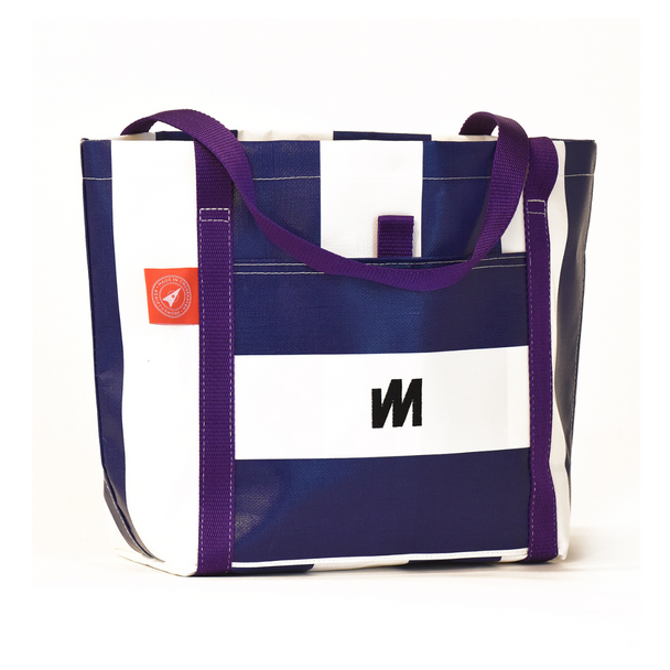 McWilliam Tote Bag - Blue with Purple Handle