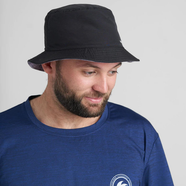 Rooster Bucket Hat - Reversable -Black  / Smokey Grey - men's Rooster Bucket Hat - Reversable -Black  / Smokey Grey - men's