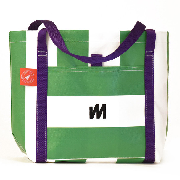 McWilliam Tote Bag - Green with Purple Handle