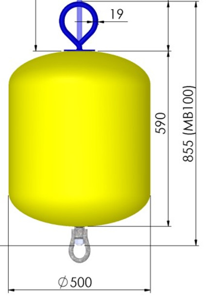 Polyform MB-100  Large Foam Filled Mooring Buoy  - Yellow