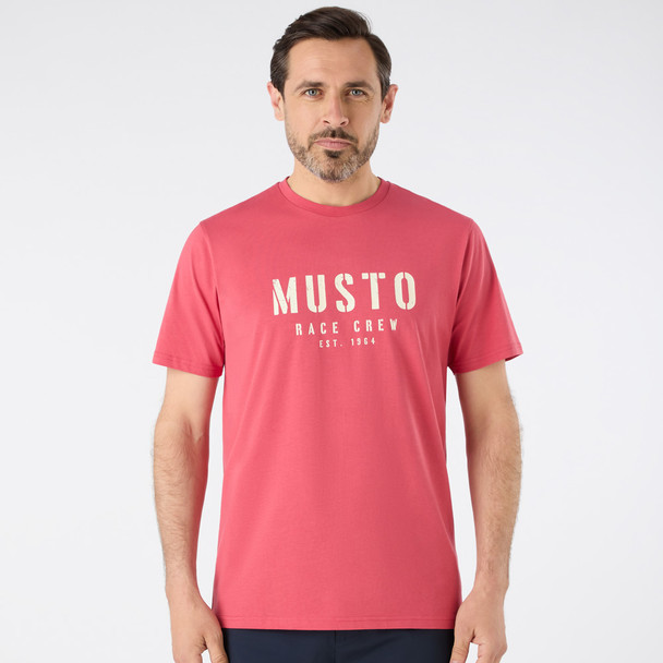 Musto Men's Classic Short Sleeve Tee - Sweet Raspberry, model