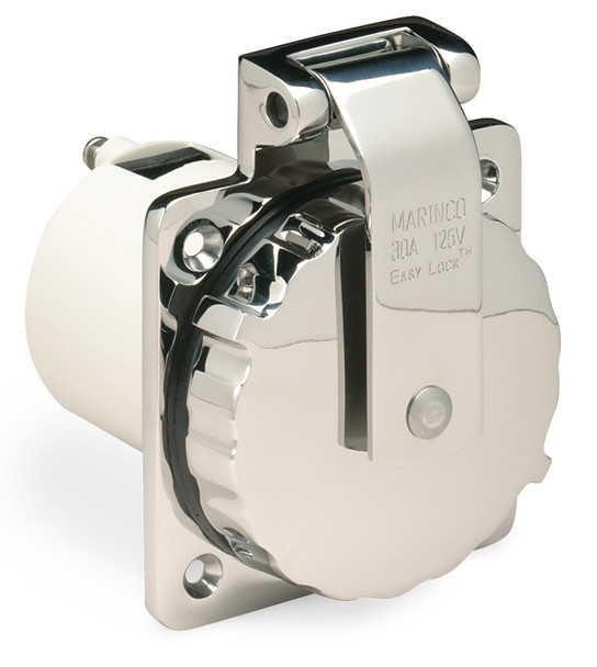 Marinco 30A 125V Easy Lock S/S Power Inlet w/ Cap