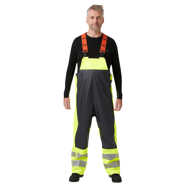 Helly Hansen Alna 2.0 Hi Vis Rain Trousers In Yellow/Ebony