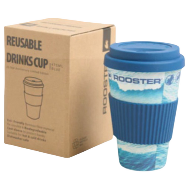 Rooster Bamboo Reusable Cup - 470ml Blue