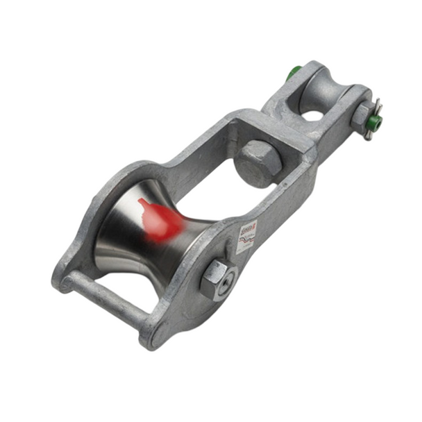 BMM Wide Tackle Block Galvanized with Swivel Fork Roller