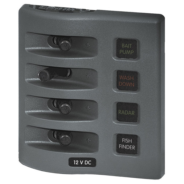 Blue Sea WeatherDeck Waterproof Fuse Panel - 4 Position - Grey