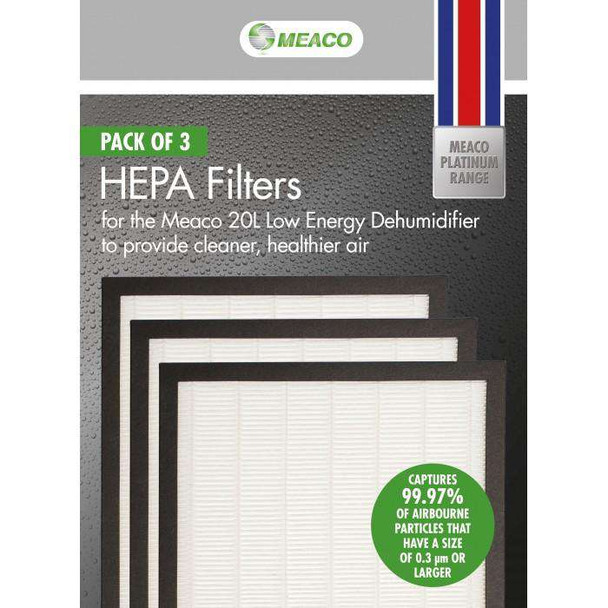 Meaco HEPA Filter For Meaco 20L Pack aof 3