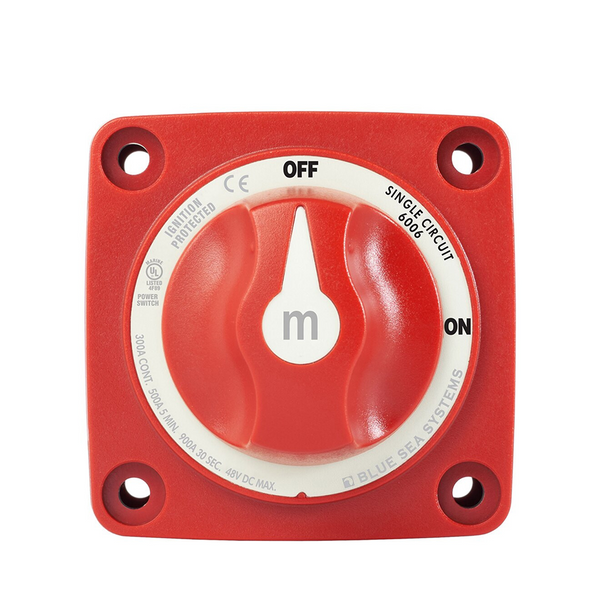 Blue Sea M-Series Battery Switch with Knob - 300A - On/Off - Red