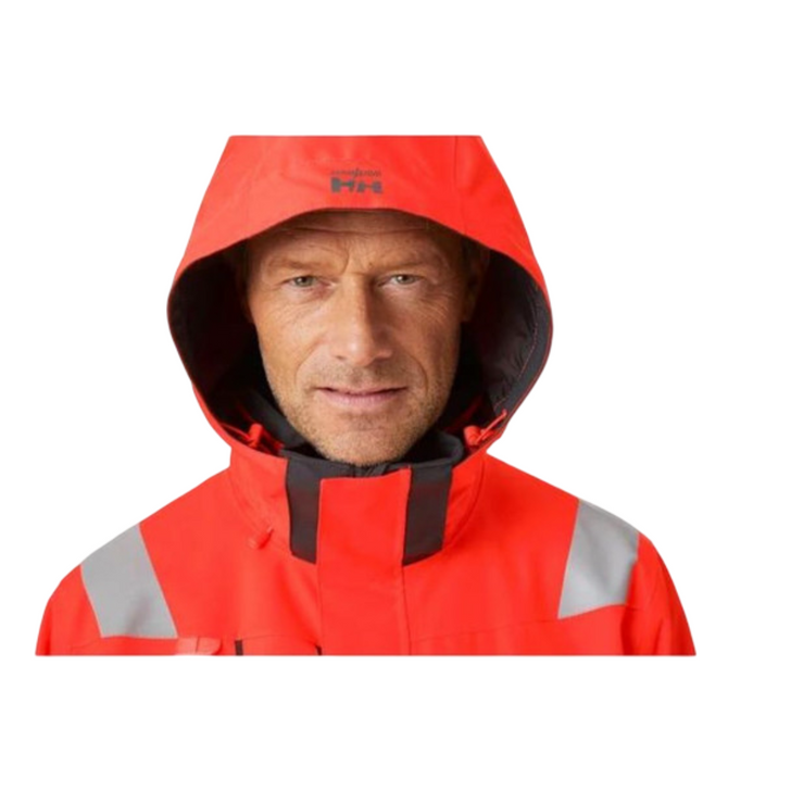 HH Workwear Alna 2.0 Hi Vis Waterproof Shell Jacket   Red / Ebony
