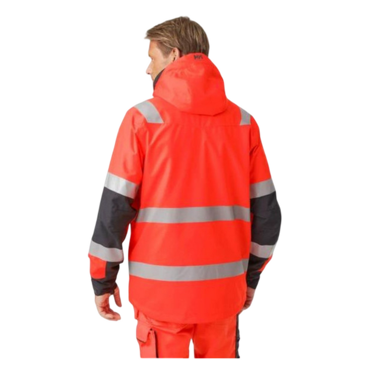 HH Workwear Alna 2.0 Hi Vis Waterproof Shell Jacket   Red / Ebony