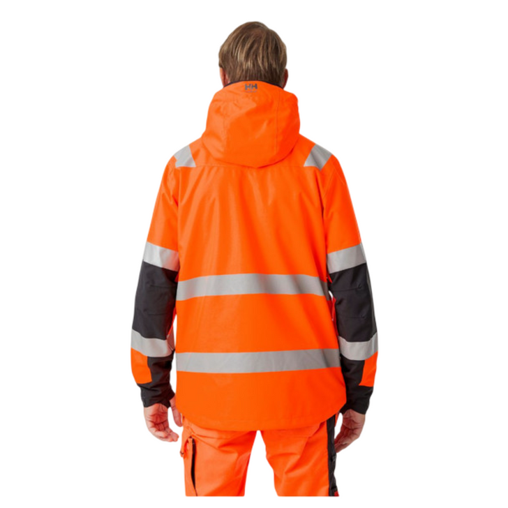 HH Workwear Alna 2.0 Hi Vis Waterproof Shell Jacket - Orange / Ebony