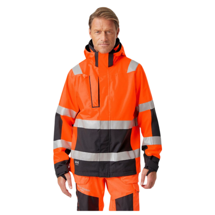 HH Workwear Alna 2.0 Hi Vis Waterproof Shell Jacket - Orange / Ebony